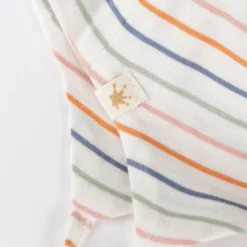 Newborn Baby Mütze mit Bindebändchen, gestreift