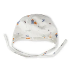 Newborn Baby Mütze mit Bindebändchen, Mini-Print