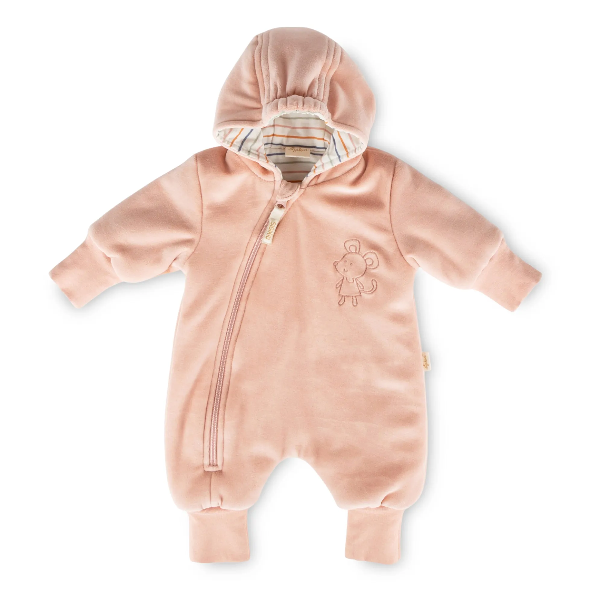 Newborn Baby Nickioverall mit Klappbündchen, wattiert, rosa