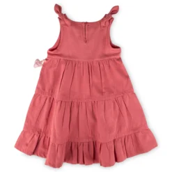 Ärmelloses Kinder Volant Kleid mit Vogel Motiv, rosarot
