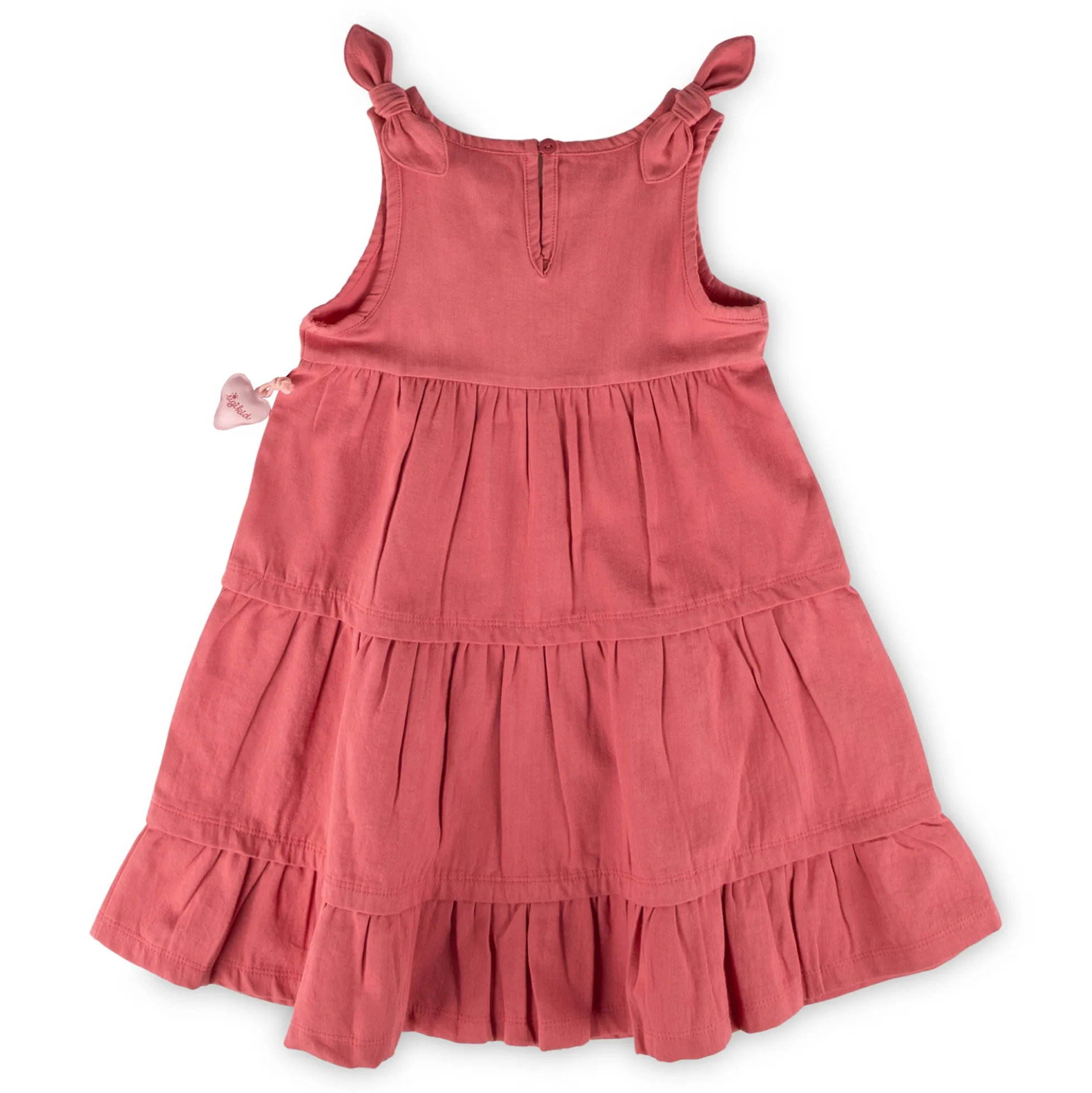 Ärmelloses Kinder Volant Kleid mit Vogel Motiv, rosarot
