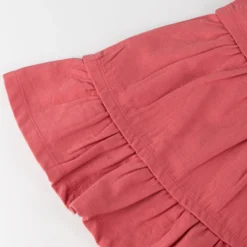 Ärmelloses Kinder Volant Kleid mit Vogel Motiv, rosarot
