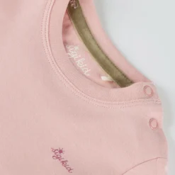 Rosa Baby Langarmshirt Hund, Petit Croissant