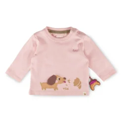Rosa Baby Langarmshirt Hund, Petit Croissant