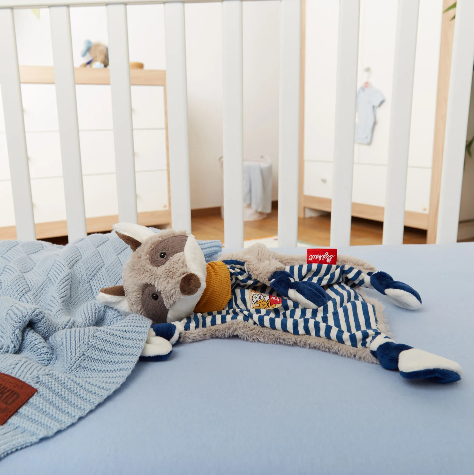 Schnuffeltuch Waschbär blau