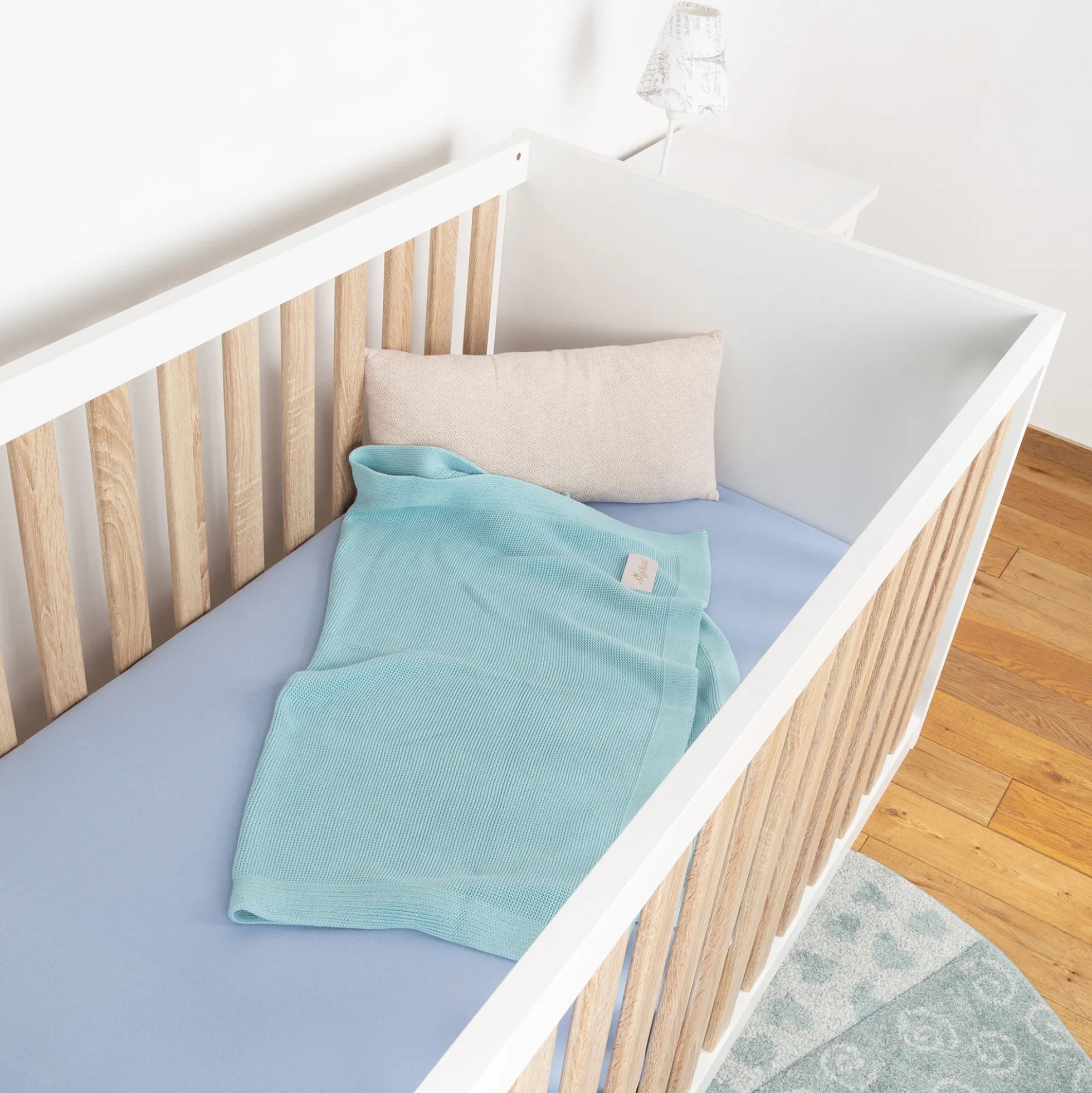 Strick Babydecke, hellblau