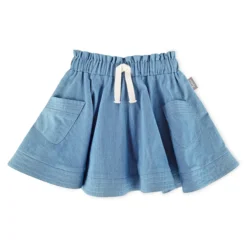 Weiter Kinderrock in Jeansblau, mit Taschen