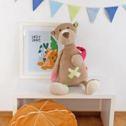 XXL Kuscheltier Bär im Patchworkstil